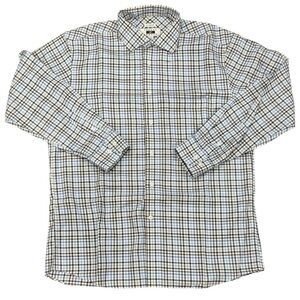 JOSEPH ABBOUD Men's EGYPTIAN COTTON Blue/Brown CHECK SHIRT - 17 34/35